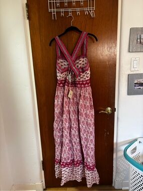 Faherty Pink Patterned Boho Maxi Dress